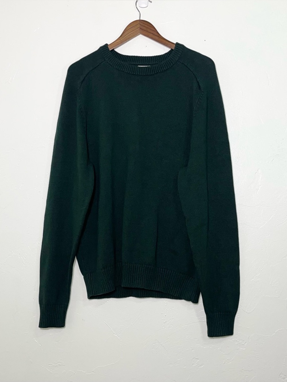 J. Crew Heritage Cotton Crewneck Sweater Men's XL Dark Forest Green Ribbed - Picture 9 of 14